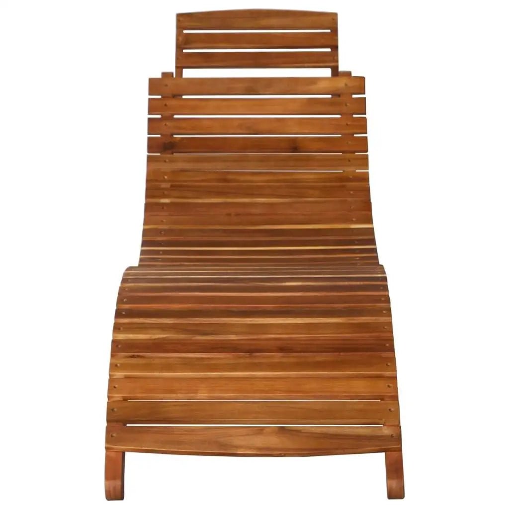Solid Acacia Wood Sunlounger with Side Table - Stylish Brown Outdoor Furniture - AURA