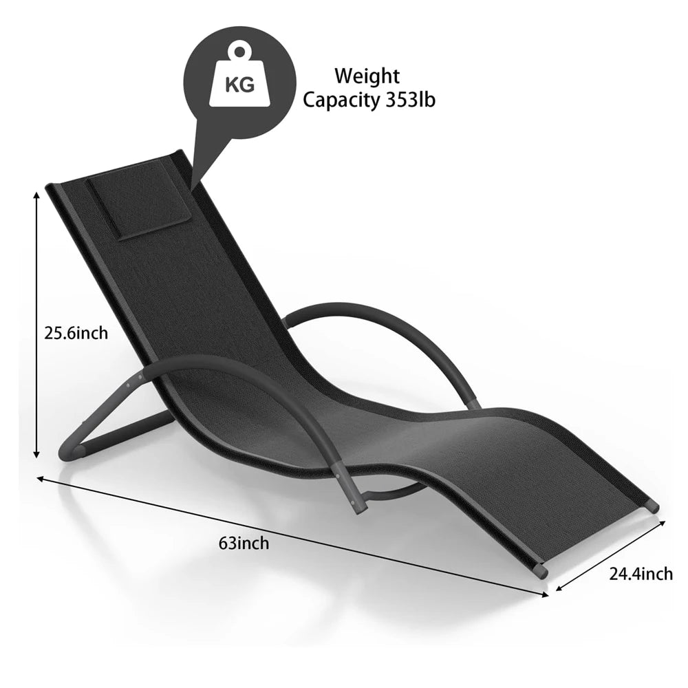 Set of 2 Outdoor Chaise Lounge Chairs, Iron Patio Loungers with Headrests – Ideal for Relaxation by The Pool, On The Balcony - AURA