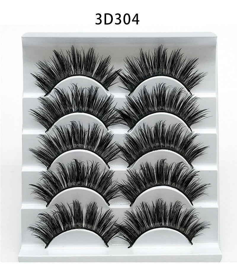Mink False Eyelashes 3D False Eyelashes Five Pairs Of Soft Cotton Stalk Eyelashes - AURA