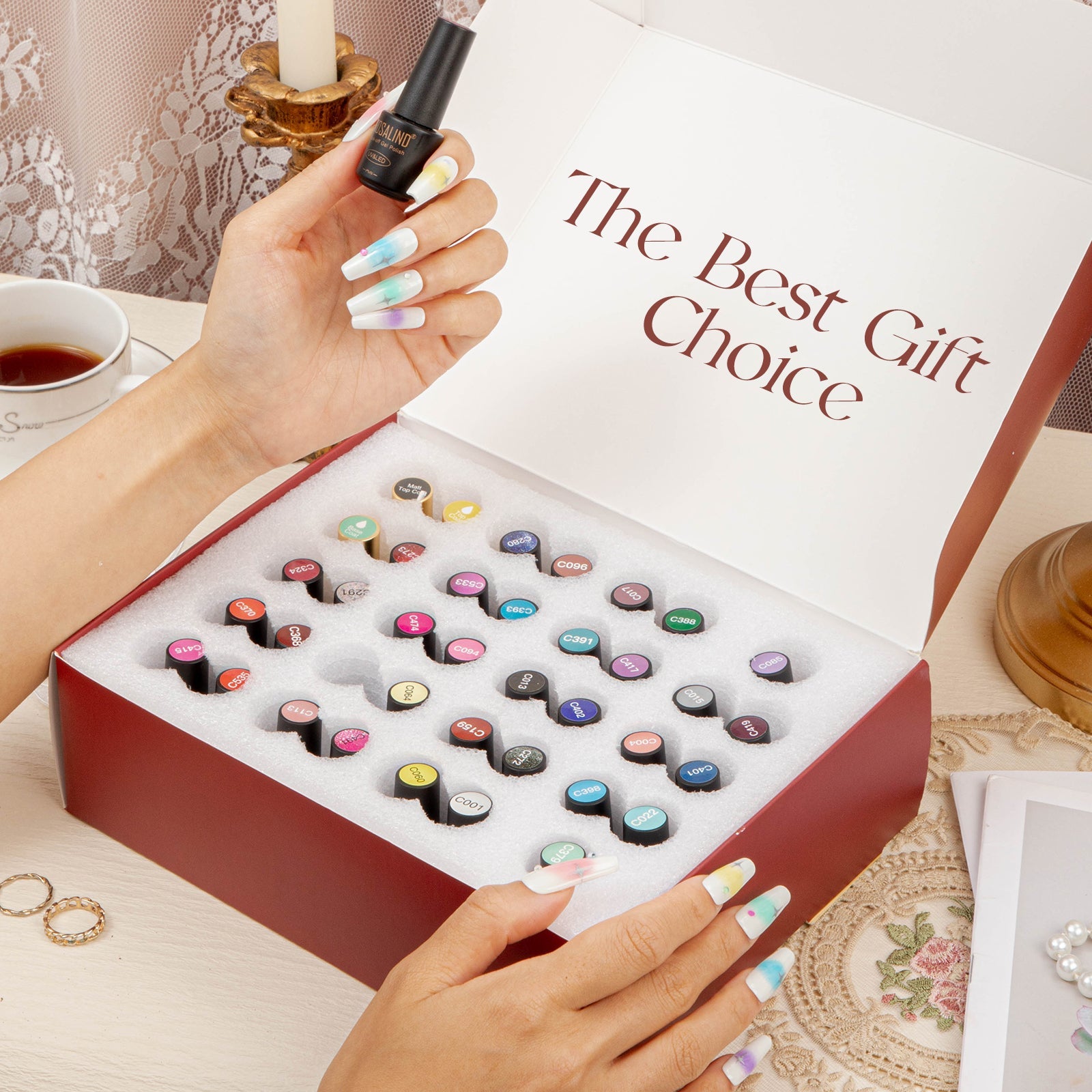 ROSALIND 38PCS Gel Nail Polish Set, 35 Colors Fall Gel Polish - AURA