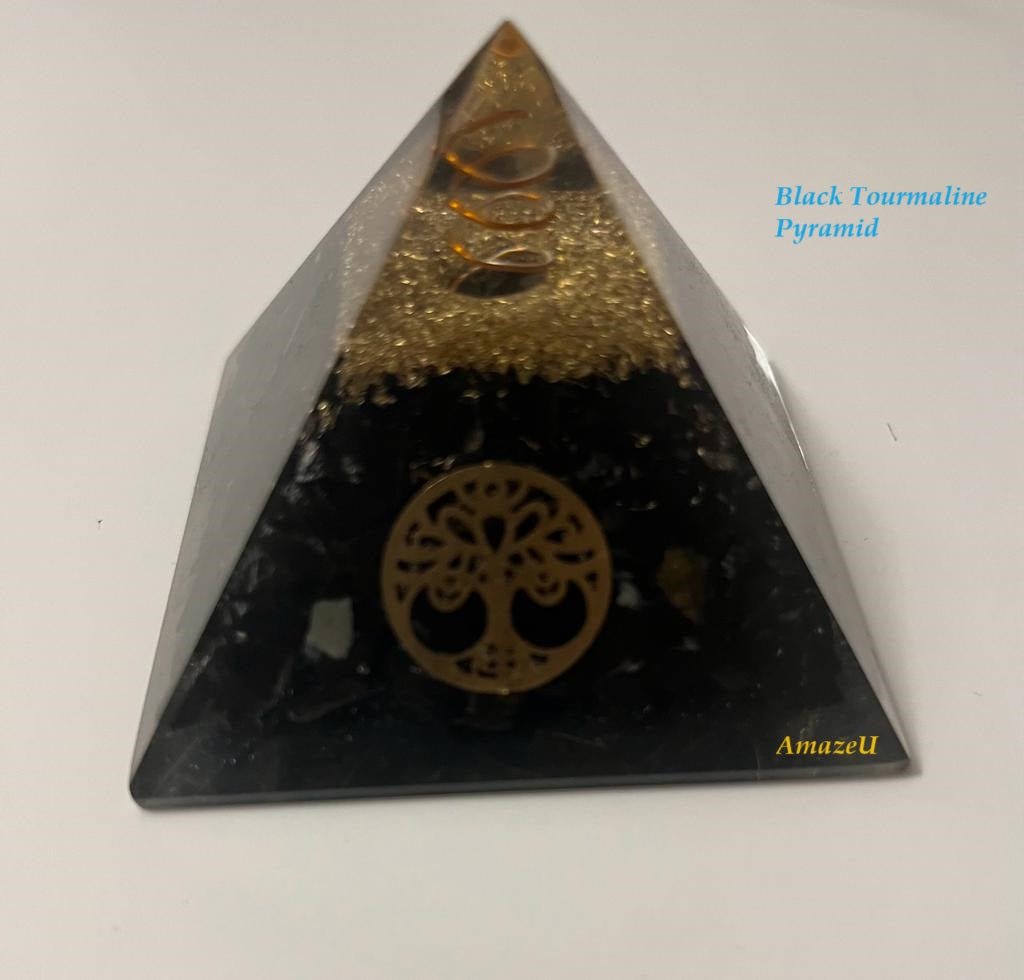 Black Tourmaline Orgonite Pyramid - AURA