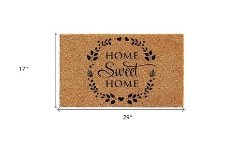 17" X 29" Natural and Black Coir Home Sweet Home Outdoor Door Mat - AURA