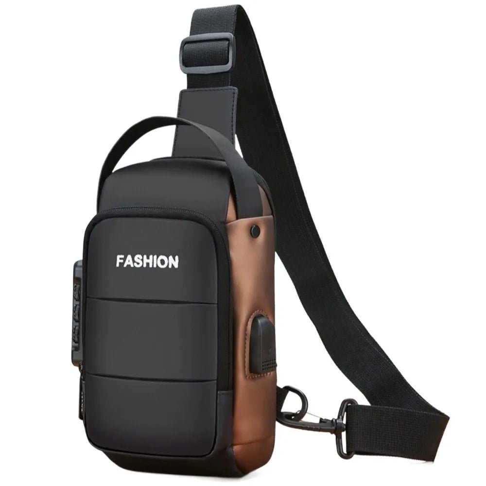 Anti - theft Men's Chest Bag USB Charging Port - AURA