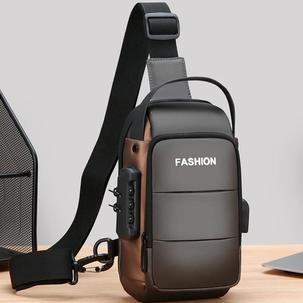 Anti - theft Men's Chest Bag USB Charging Port - AURA