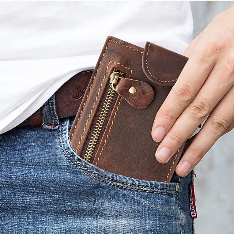 Crazy Horse Cowhide Leather Wallet for Men Genuine Leather Men Wallet - AURA