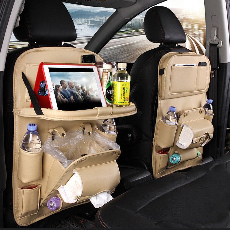 PU Leather Car Storage Bag Multifunction Seat Back Tray - AURA