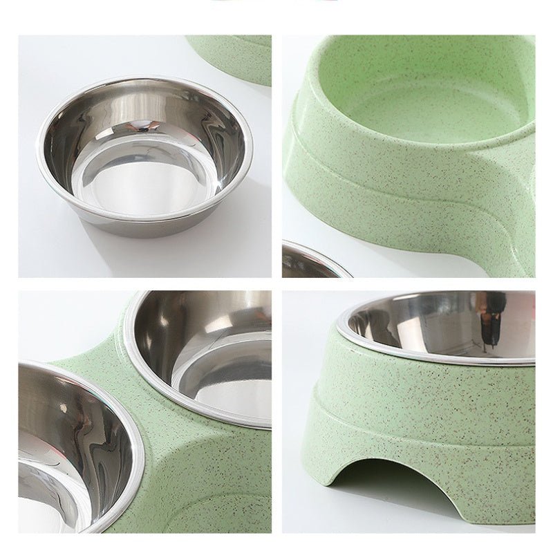 Double Pet Bowls Dog Food Water Feeder Stainless Steel - AURA