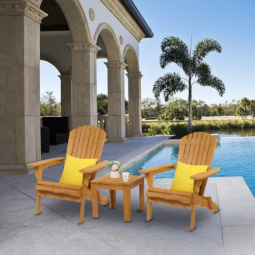 2PCS Foldable Fir Wood Adirondack Chair Patio Furniture Conversation Lounge Seat - AURA