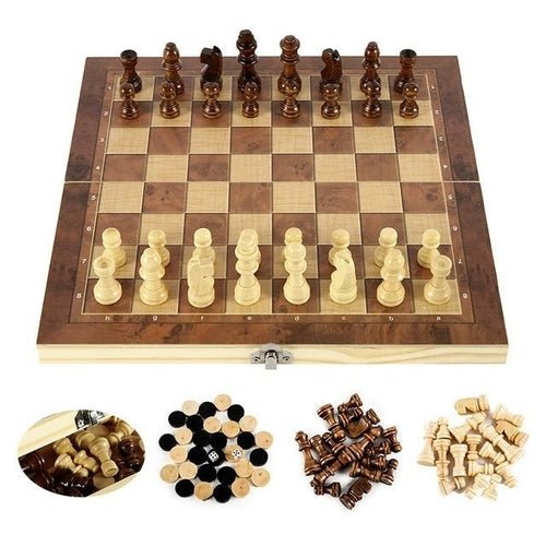Foldable Wooden Chess Set Board Game - AURA