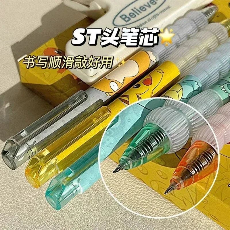 5pcs Pokemon Pikachu Gel Pen Cute Anime Cartoon Charmander Squirtle Press on Gel Pen - AURA