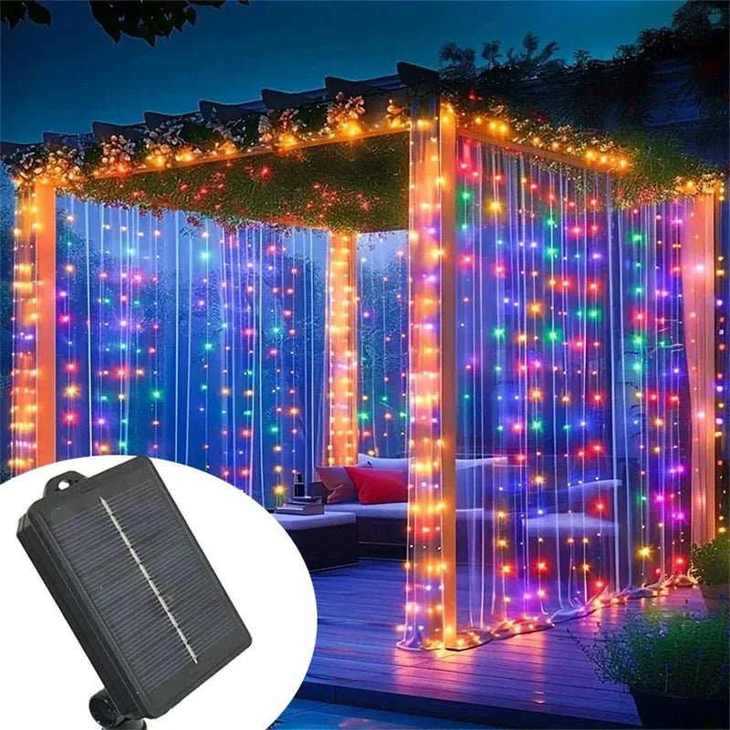 LED Curtain Solar String Lights Outdoor Garden Pavilion Window - AURA