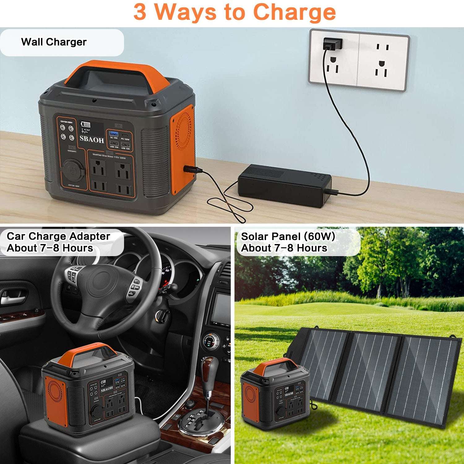 US Plug Portable Power Station P302,300W 296Wh Backup Lithium Battery - AURA