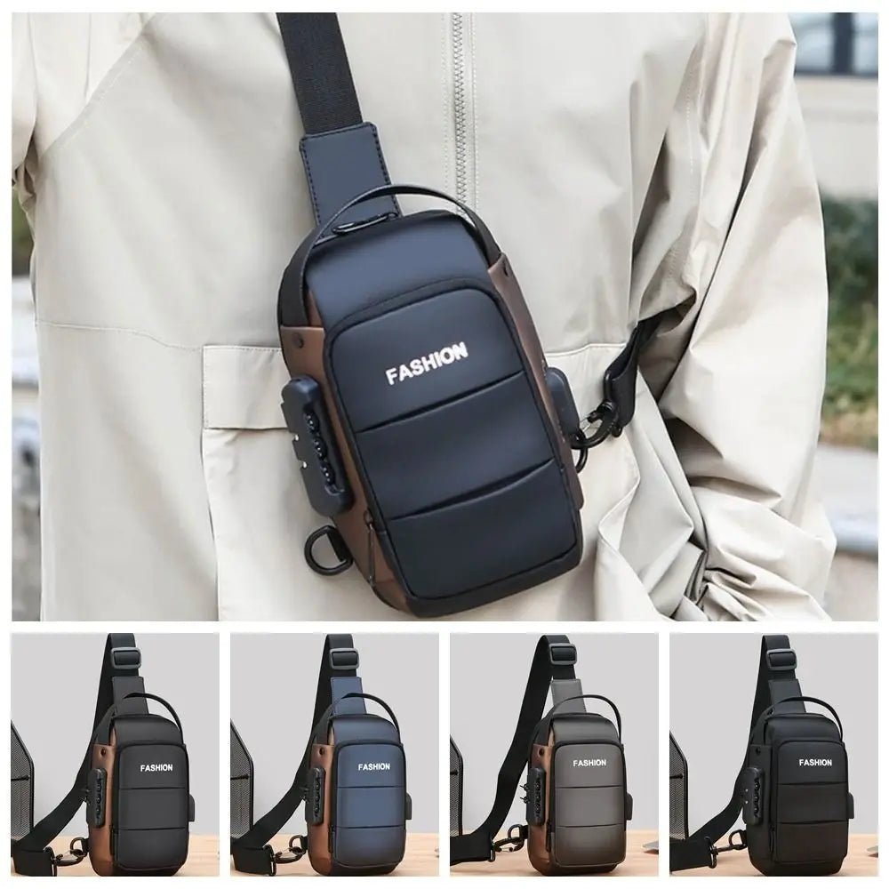 Anti - theft Men's Chest Bag USB Charging Port - AURA