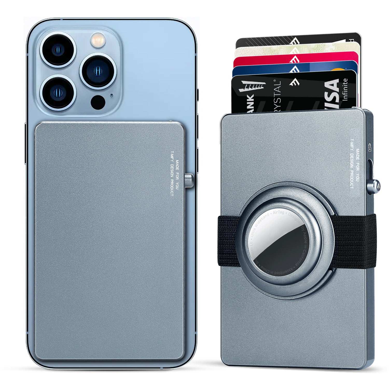 TOYFID All - Aluminum Pop Up Slide Rfid Slim Card Holder Wallet With Airtag Holder - AURA