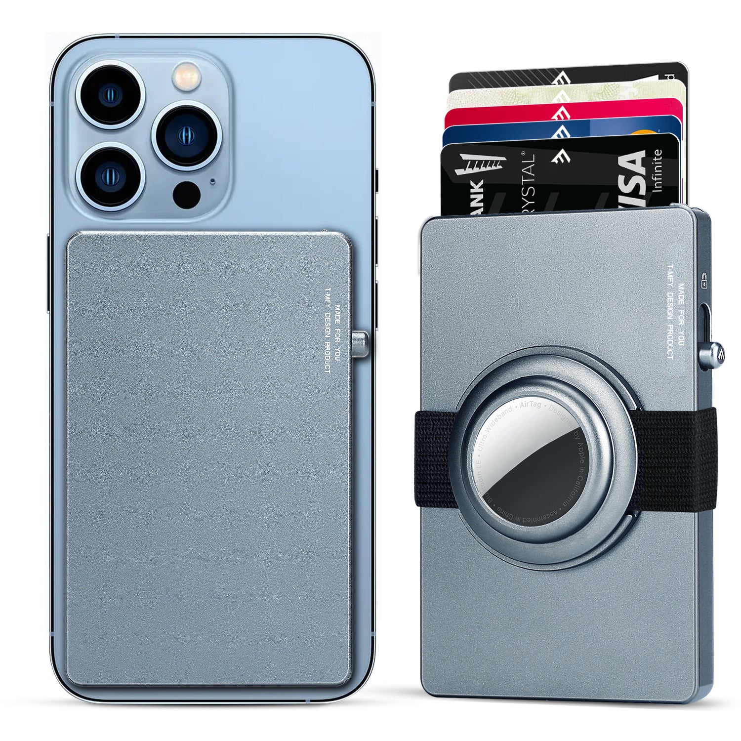 TOYFID All - Aluminum Pop Up Slide Rfid Slim Card Holder Wallet With Airtag Holder - AURA