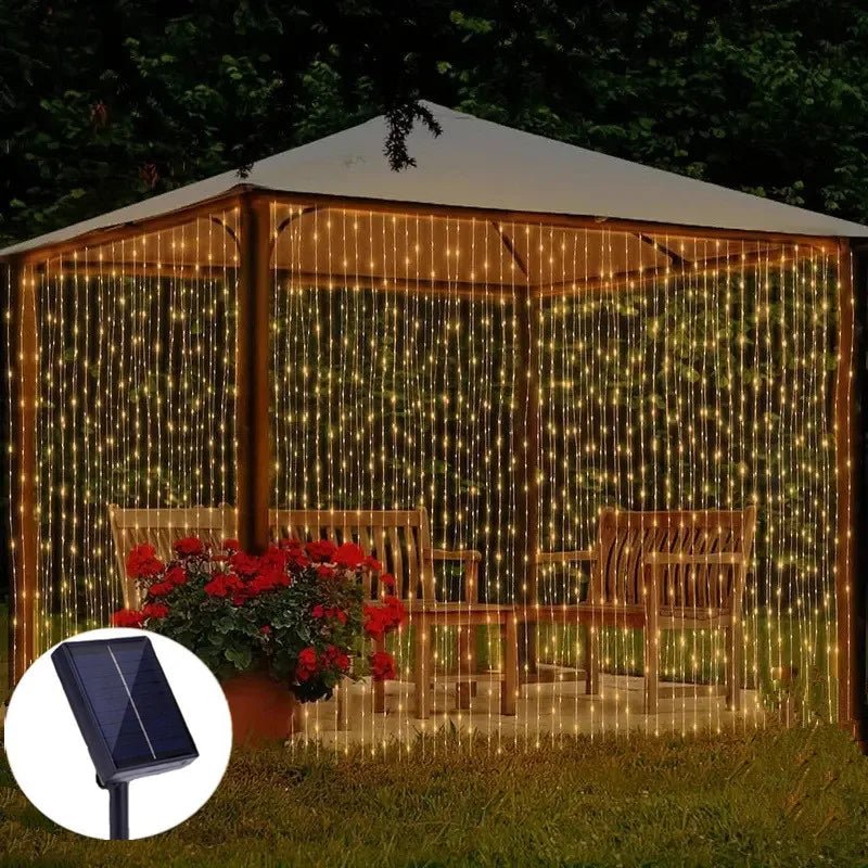 LED Curtain Solar String Lights Outdoor Garden Pavilion Window - AURA