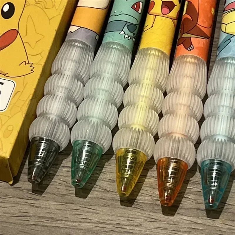 5pcs Pokemon Pikachu Gel Pen Cute Anime Cartoon Charmander Squirtle Press on Gel Pen - AURA