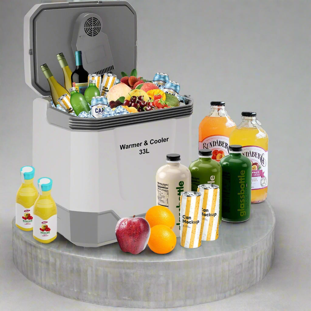 33 L Portable Car Refrigerator,Electric Cooler & Warmer With Automatic Locking Handle,110V AC Home Power Cord 2V Car Cooler Box - AURA