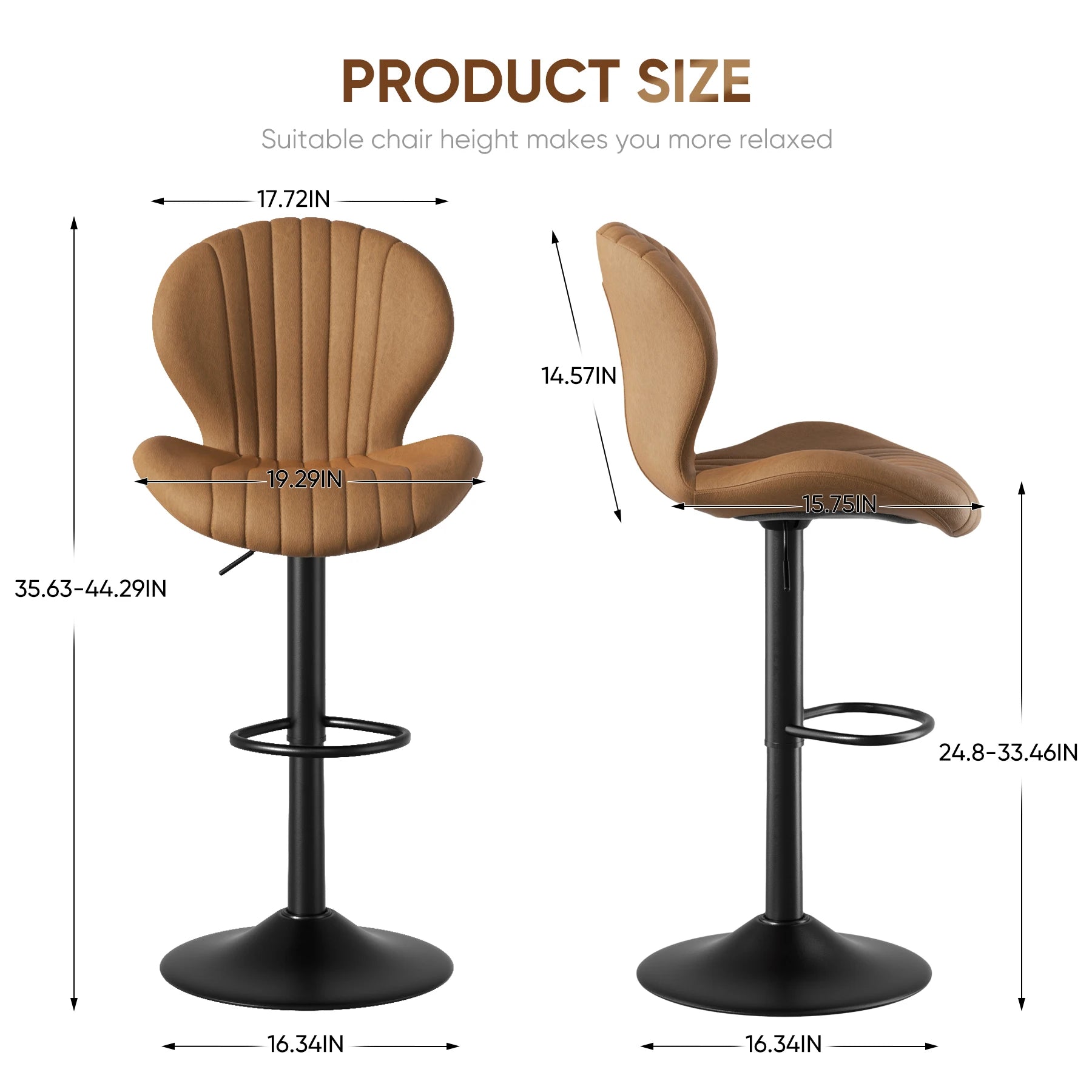 2 Modern Bar Stools Luxury Dining Chairs - AURA