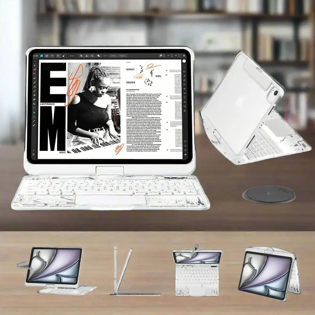 Transparent Case with Wireless Keyboard for 2024 iPad Pro 13inch Air 11inch - AURA