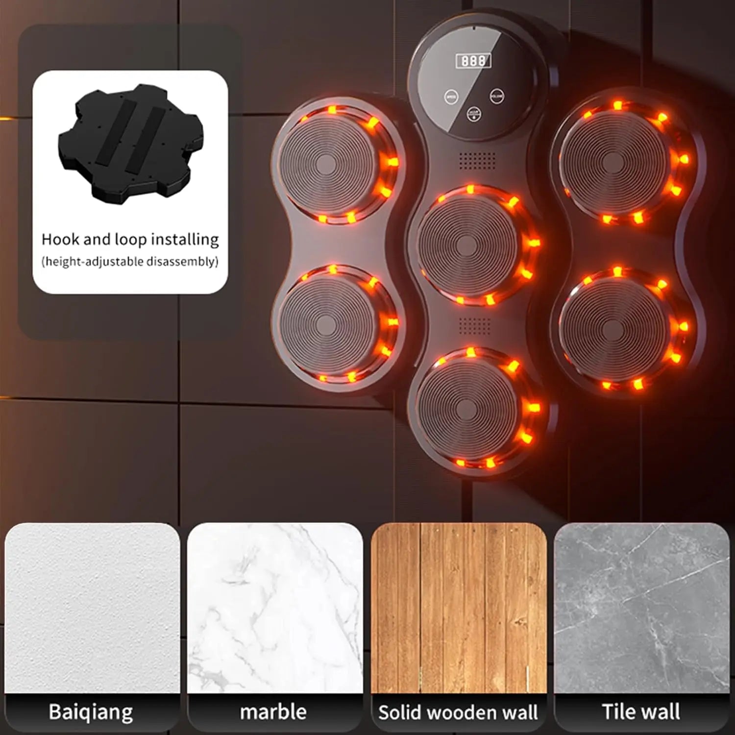 Music Boxing Machine Electronic Wall Target Smart Home Fitness - AURA