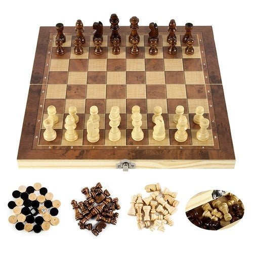 Foldable Wooden Chess Set Board Game - AURA