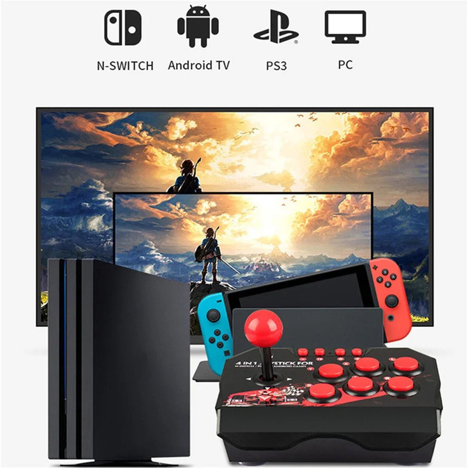 4 in 1 Retro Arcade Station Fighting Stick Game Joystick Controller USB Wired - AURA