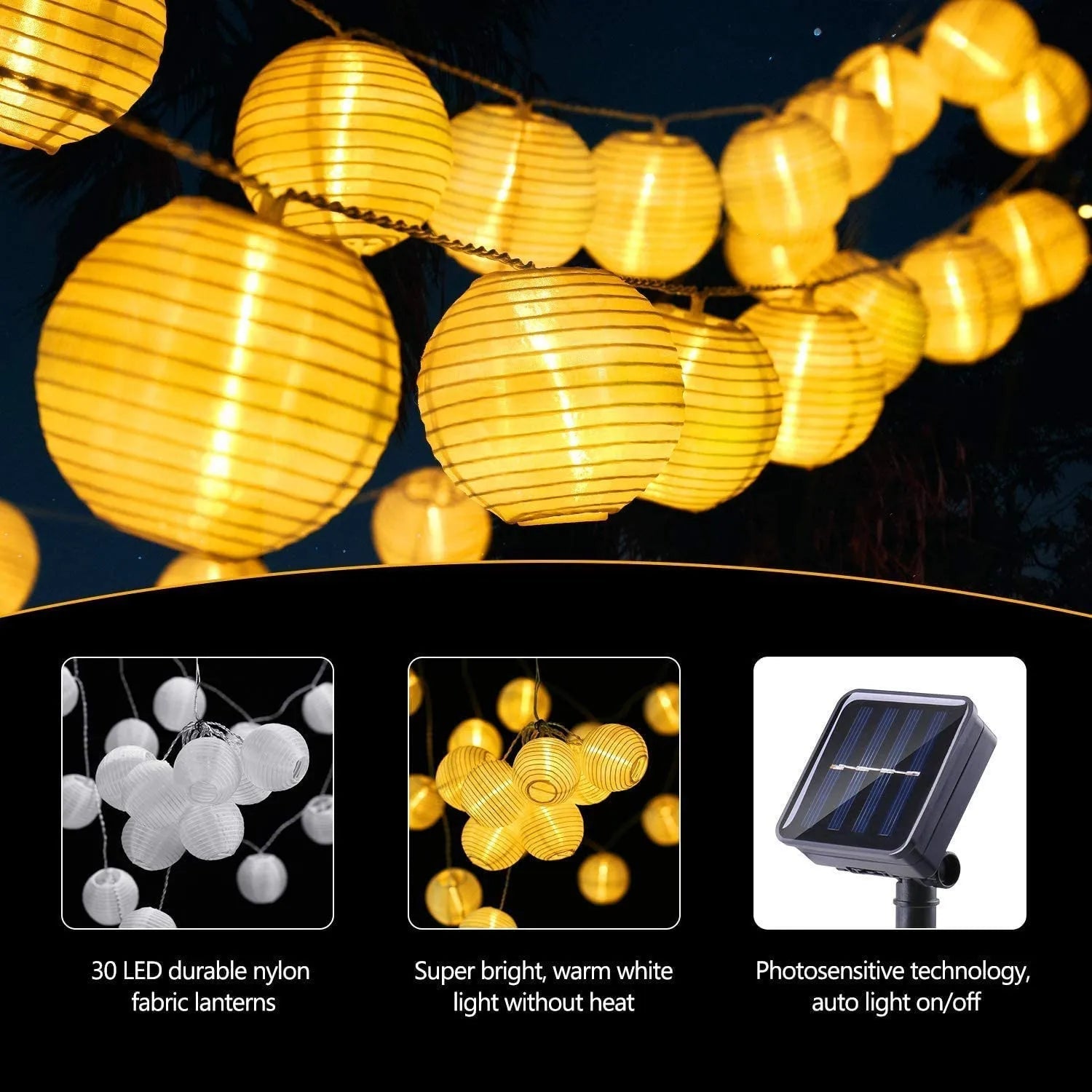 Solar Lantern String Lights Waterproof Outdoor LED Garland Fairy Light Patio Garden - AURA