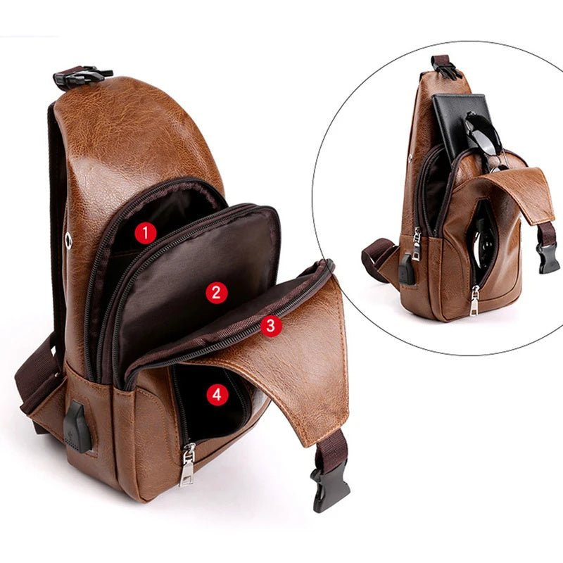 Luxury Brand Messenger Bag Leather Men Chest Bag - AURA