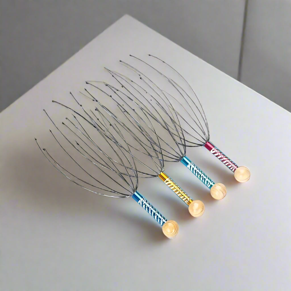 Octopus Head Massager Stainless Steel Engraved Head Relaxer Brain Massage - AURA