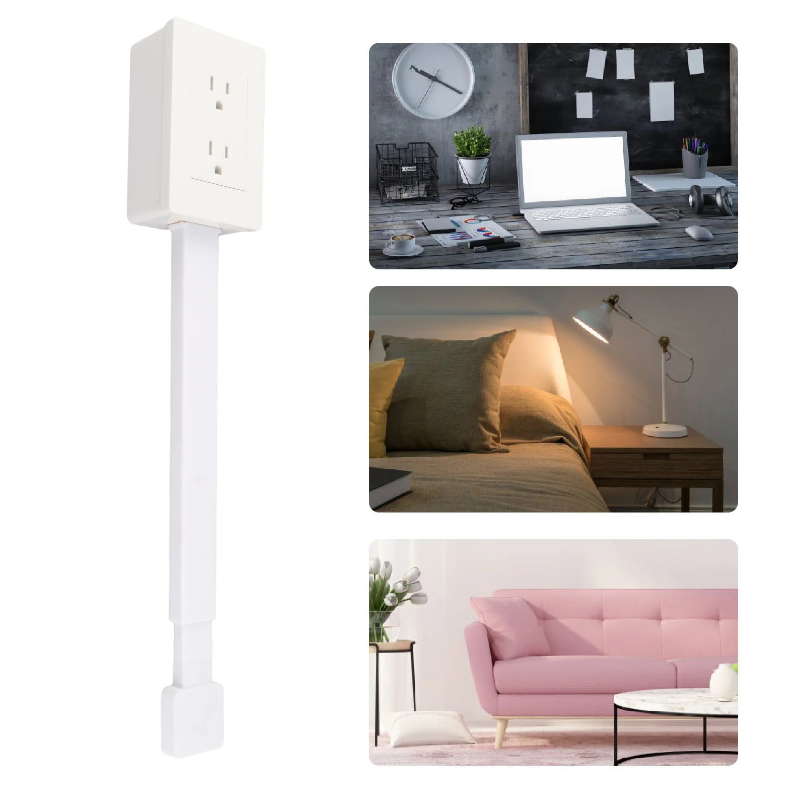 Electrical Outlet Extender Flat Plug Power Strip Features Rotates 180° - AURA