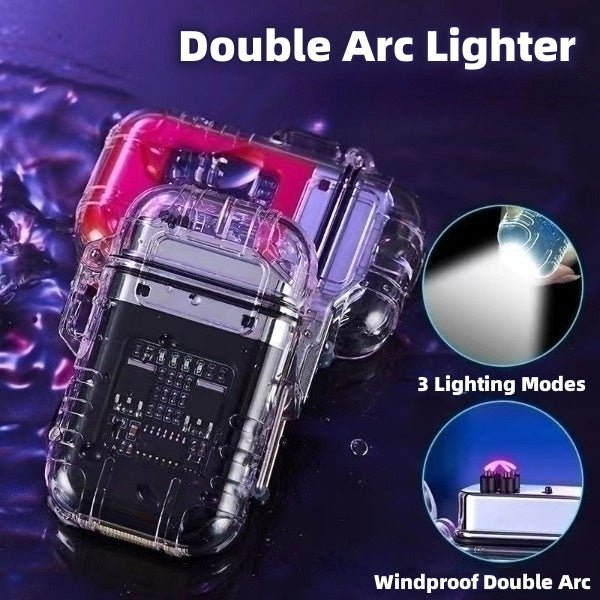 Transparent Shell Double Arc Lighter Waterproof And Windproof - AURA