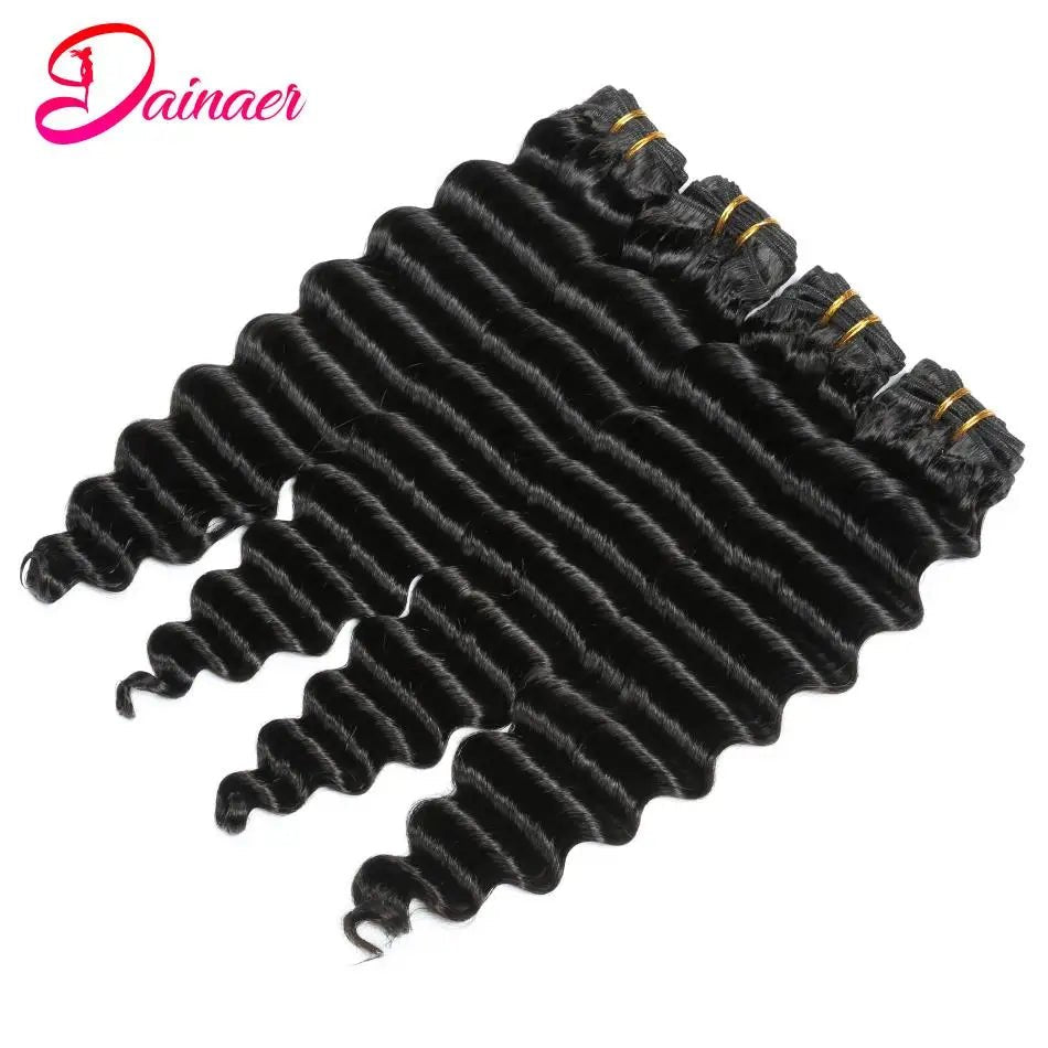 4 Bundles Deep Wave Hair 100% Unprocessed Virgin Hair Extensions For Women Natural Color Can Be Dyed Deep Wave Human Hair Bundle - AURA