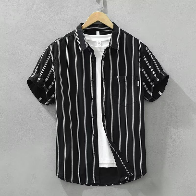 Summer Japanese Tie - dye Printed Short - sleeved Shirt Men - AURA