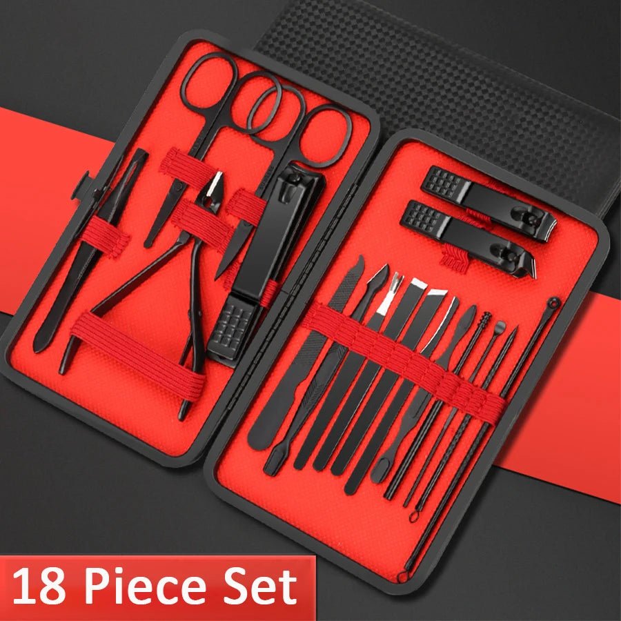 7/10/12/18/20/24PCS Set Professional Manicure Set Kits Stainless Steel Fingernail - AURA