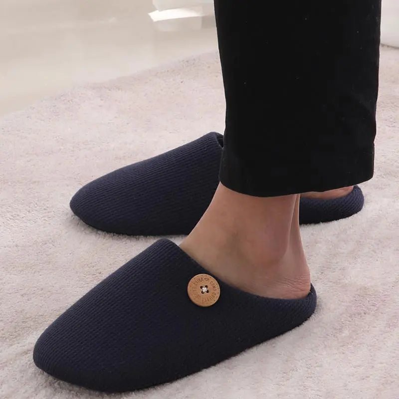 Classic Men Slippers Indoor Men Slippers Fashion Men House Slippers Outdoor Antiskid Soft Men Flat Slippers Winter Bedroom Shoes - AURA