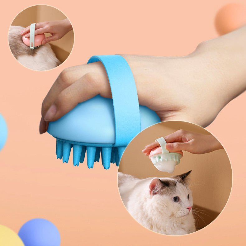Pet Silicone Bath Massage Scrub Bath Brush For Cats And Dogs - AURA