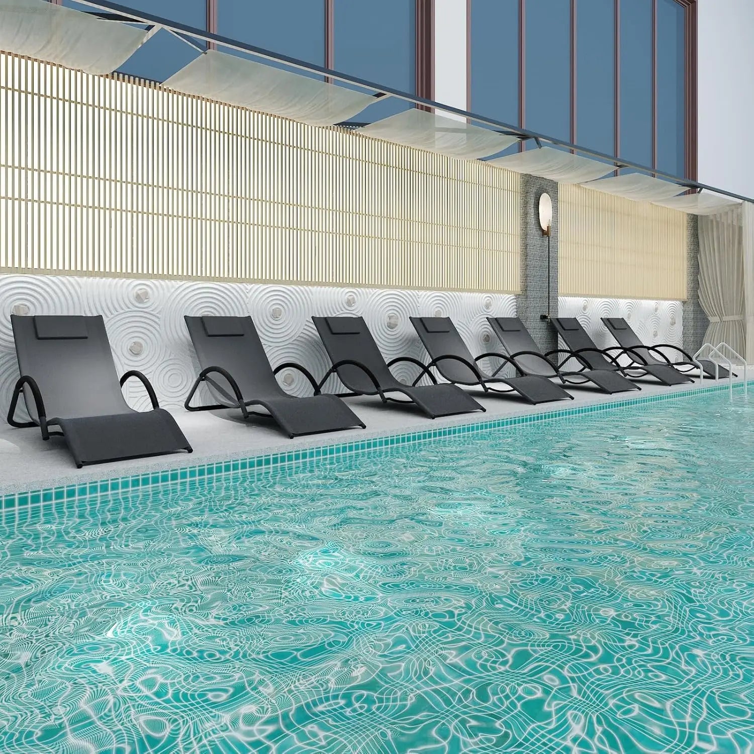 Set of 2 Outdoor Chaise Lounge Chairs, Iron Patio Loungers with Headrests – Ideal for Relaxation by The Pool, On The Balcony - AURA