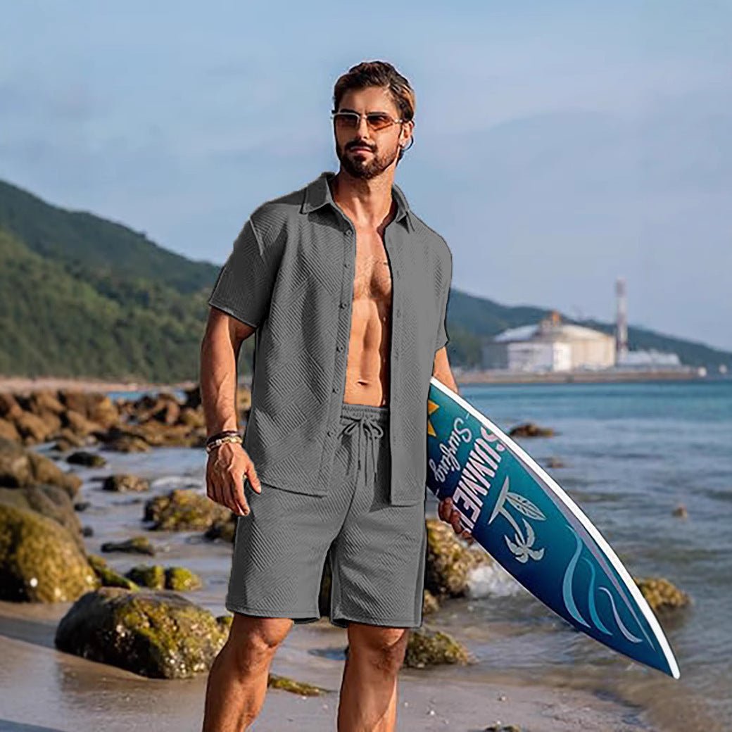 Knitwear Sports Casual Short Sleeve And Shorts Suit - AURA