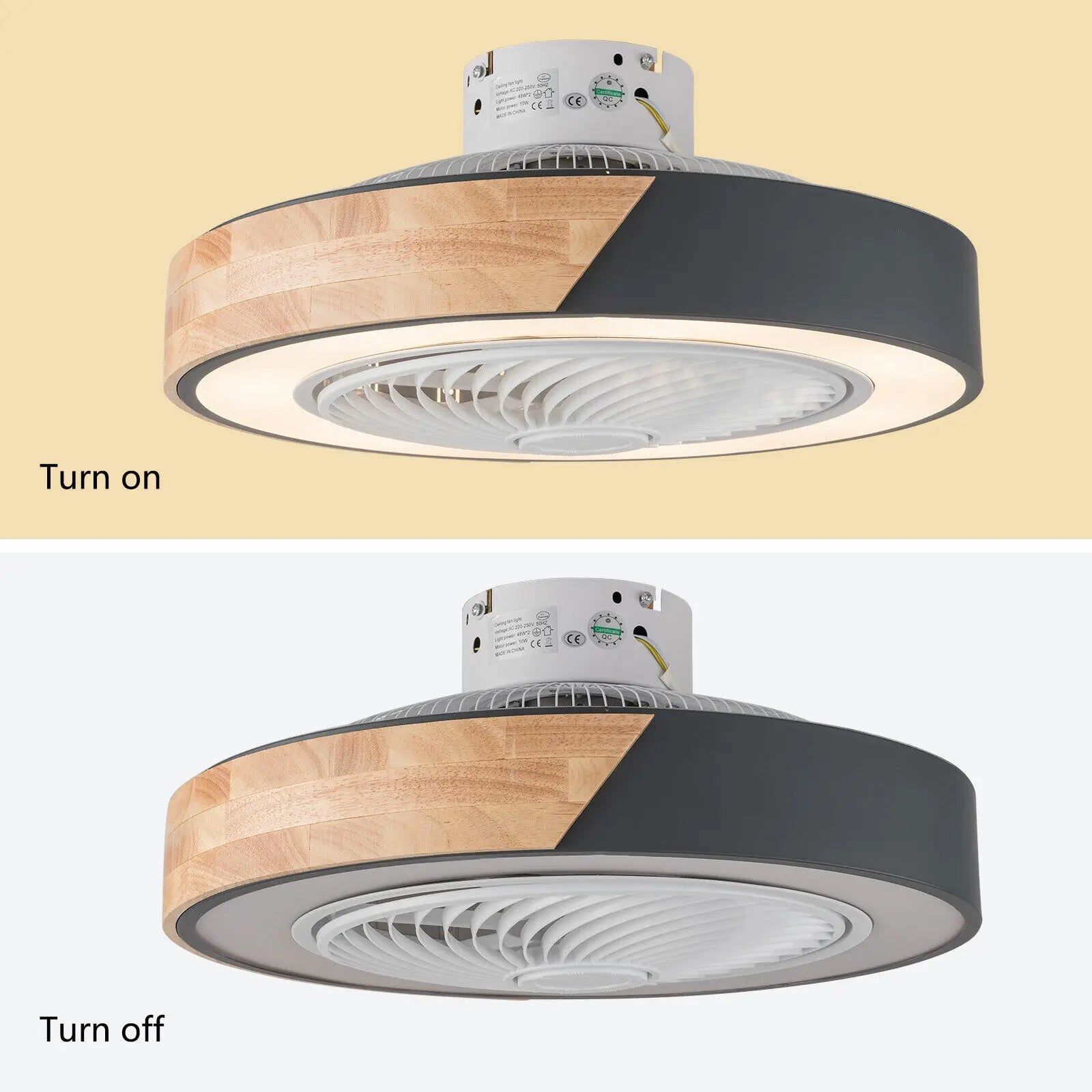 22'' Modern Ceiling Fan with Remote Dimmable LED Light - AURA