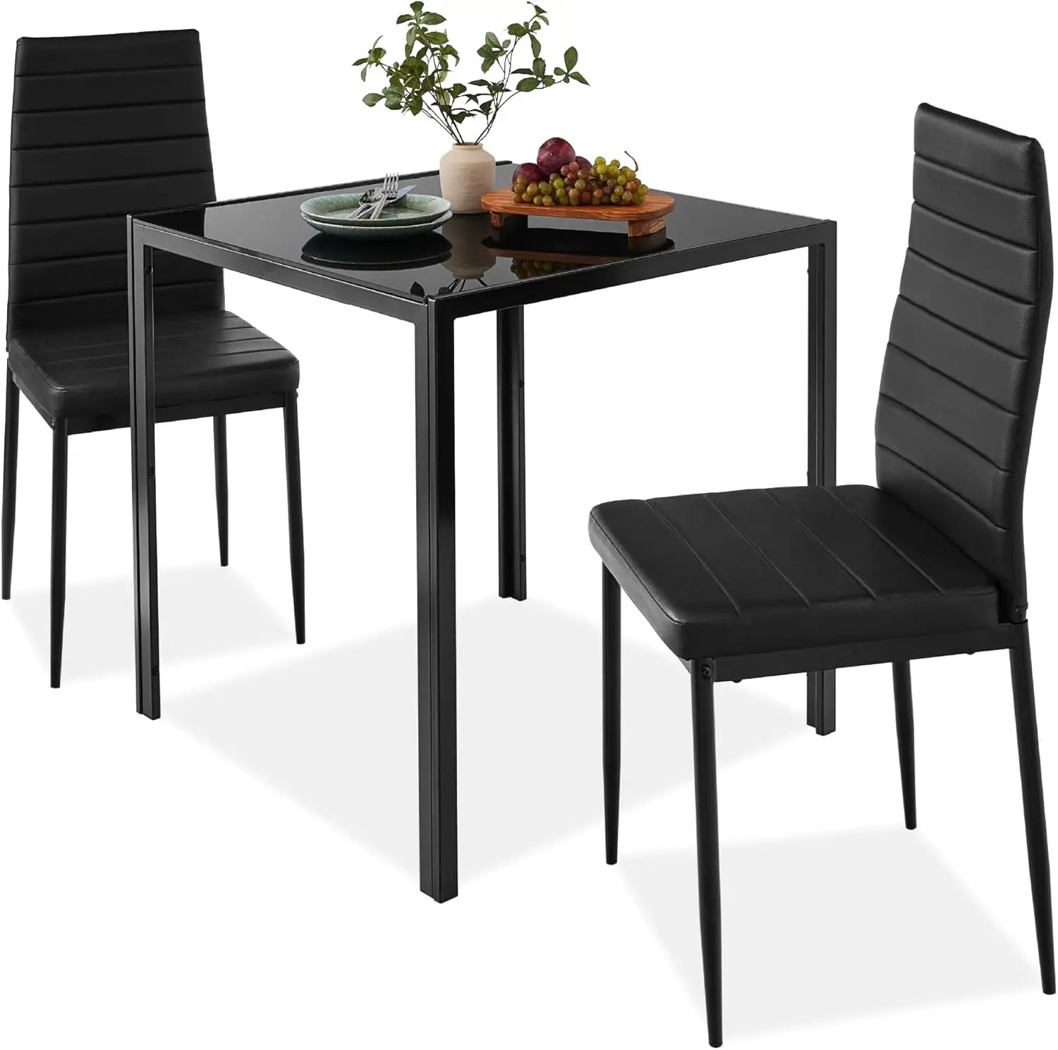 5 - Piece Glass Dining Set Compact Space - Saving w/Glass Tabletop - AURA