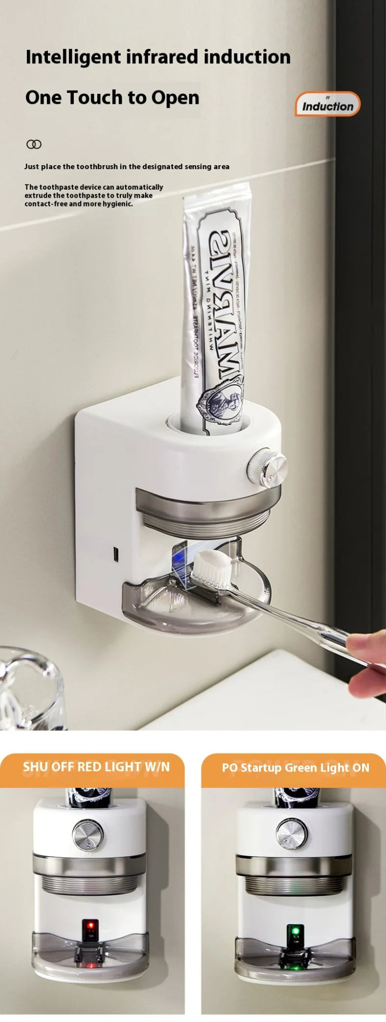 Wall Mounted Automatic Toothpaste Dispenser Adjustable - AURA