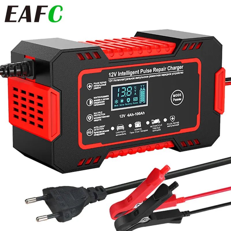 Car Battery Charger 12V 6A Pulse Repair LCD Display Smart Fast Charge AGM Deep Cycle - AURA