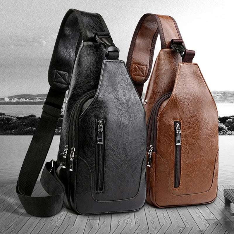 Luxury Brand Messenger Bag Leather Men Chest Bag - AURA