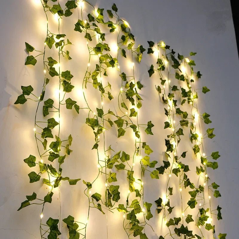 Flower Green Leaf String Lights Artificial Vine Fairy Lights Battery - AURA