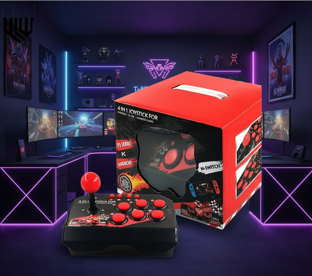 4 in 1 Retro Arcade Station Fighting Stick Game Joystick Controller USB Wired - AURA