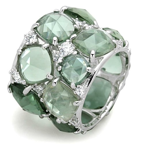 LOS764 - Rhodium 925 Sterling Silver Ring with Synthetic Synthetic - AURA