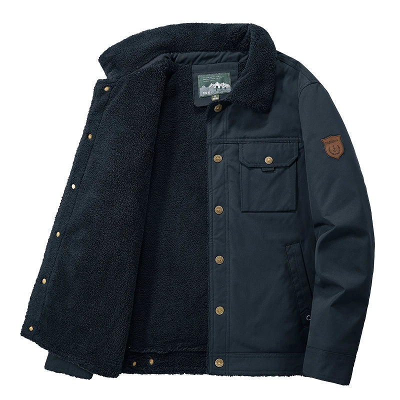 Men 2025 Winter New Fleece Thick Warm Jacket Men Fashion Casual Windproof Coat - AURA