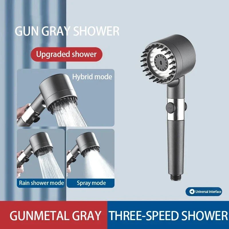 High Pressurized Filter Shower Head 3 - mode Adjustable Spray - AURA
