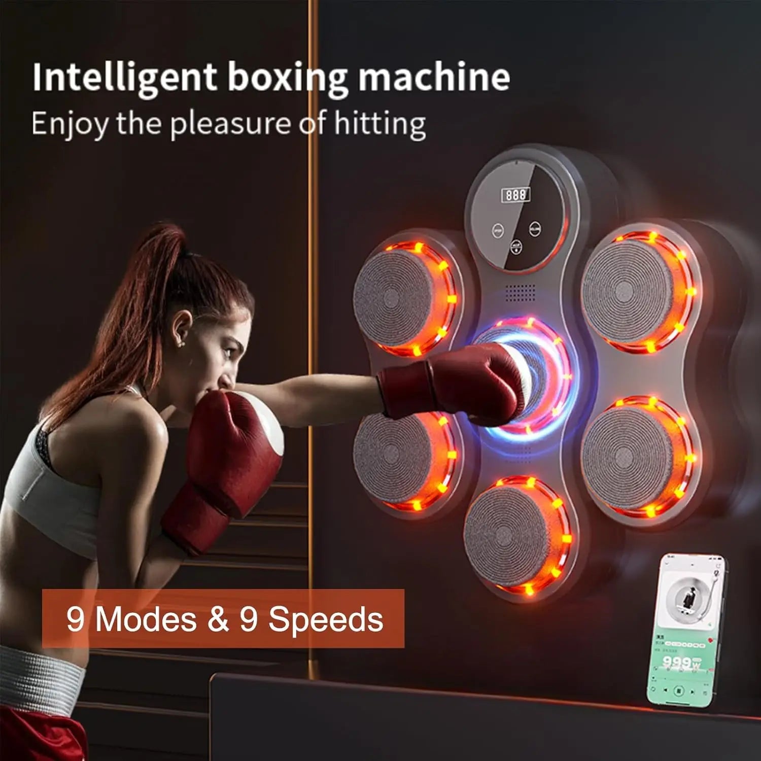 Music Boxing Machine Electronic Wall Target Smart Home Fitness - AURA